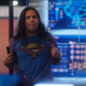 Carlos Valdes as Cisco Ramon on The Flash wearing a Superman t-shirt under a button down.
